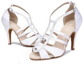 LightInthebox Women's White Latin Dance Heels - Strappy Ballroom Shoes for Salsa, Cha-Cha Rumba Practice
