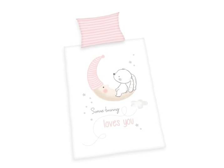 Herding Parure de Lit Réversible pour Enfants\, Petit Lapin\, Housse de Couette 100x135 cm\, Taie d'Oreiller 40x60 cm\, Coton/Renforcé\, Blanc