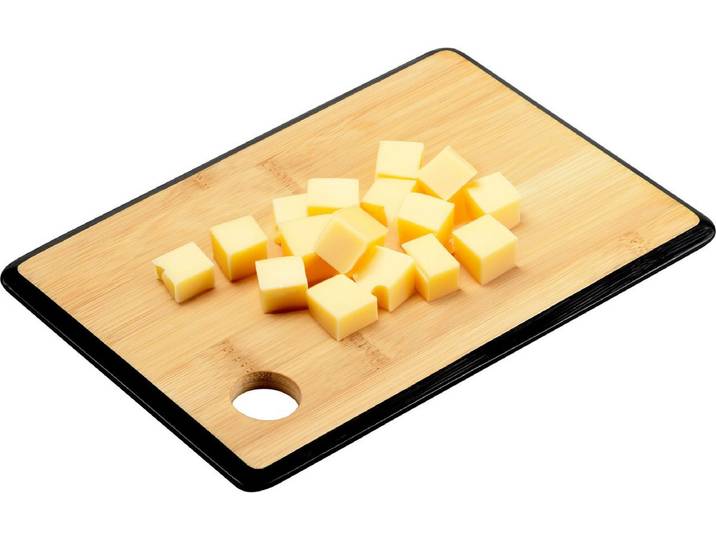 Kesper Keuken voedsel bereiden snijplank - 23 x 15 cm - bamboe hout - zwarte rand - luxe versie