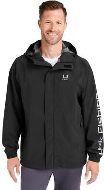 HUK H400159 Men's Storm Rain Jacket in Black size 3XL   Polyester