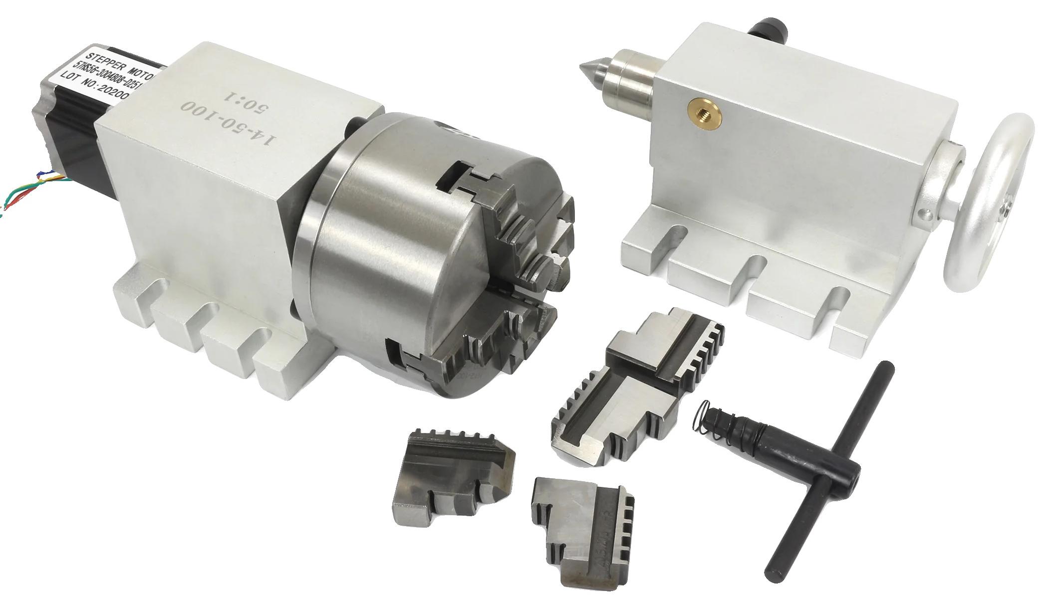 Rotary-Achse, lückenloser harmonischer Reduzierer, CNC-Kompatibilität, K12-100mm 4 Backen 50:1