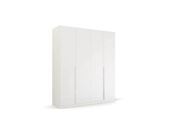 Rauch Möbel Quadra-Spin Glamour, Schrank, Hochglanz Weiß, Breite 181 cm Kleiderschrank, 4-türig, für Schlafzimmer, Jugendzimmer, Studentenwohnung, Garderobe, Flur