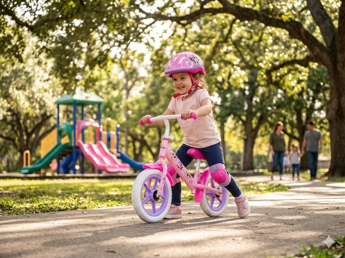 Disney Balance Bike Bicicletta Senza Pedali per Bambini 12" Licenza Rosa...