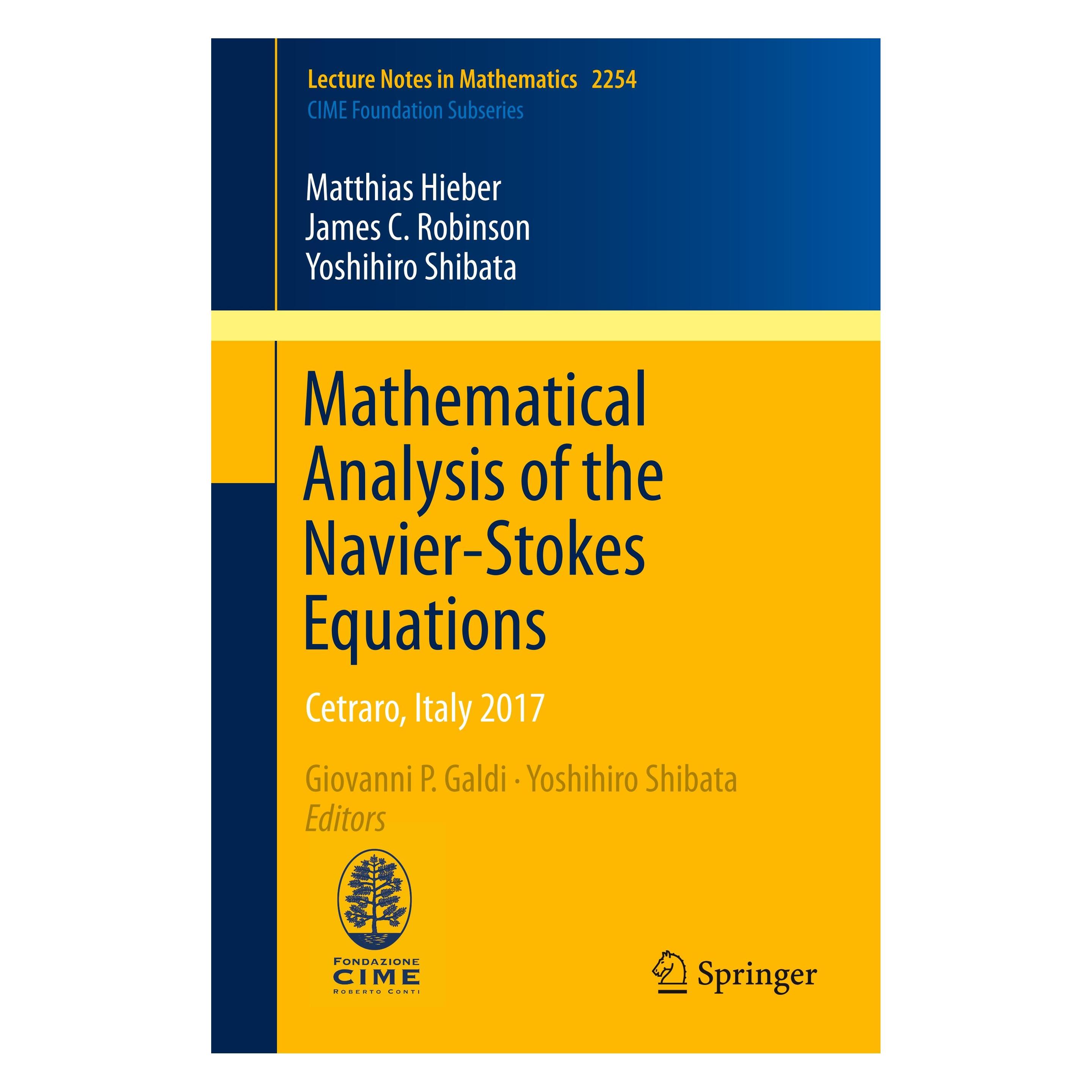 Springer Mathematical Analysis of the Navier-Stokes Equations (Englisch, Softcover, James C Robinson, Matthias Hieber, Yoshihiro Shibata) (25368551)