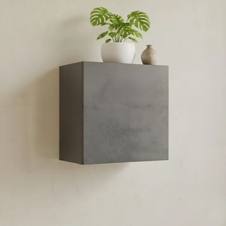garneroarredamenti Pensile cubo da parete 55x50h cm 1 anta cemento Infinity
