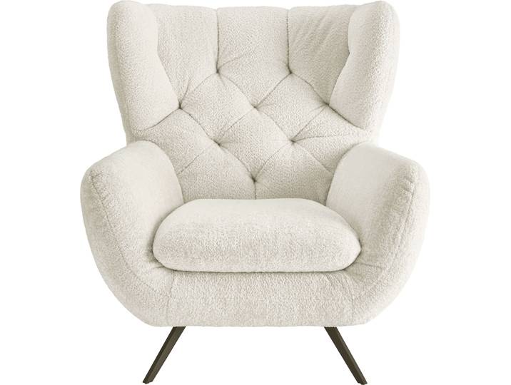 Sessel 3C CANDY Beatrice Ohrensessel mit Knopfheftung im Rücken , weiss (weiß), B:100cm H:106cm T:95cm, 100% Polyester, Sessel, Sessel, bequemer Retro Solitärsessel auch in Cord und Fellimitat