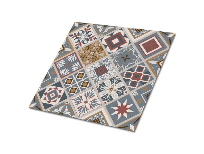 Tulup Selbstklebende Wandfliesen 9 Stück 30x30 cm - Türkischer Patchwork, Mehrfarbig, Quadratisch, 30x1.6x30 cm, Tapeten & Wandverkleidungen, Wandtattoos & Sticker