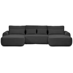 WOHNLANDSCHAFT Oliver mit Schlaffunktion, Schwarz, Bouclé-Stoff