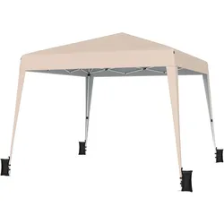 COSTWAY Pop-up Pavillon 3x3m, höhenverstellbar, wasserabweisend, tragbar, mit Sonnenschutz & Tasche, Beige