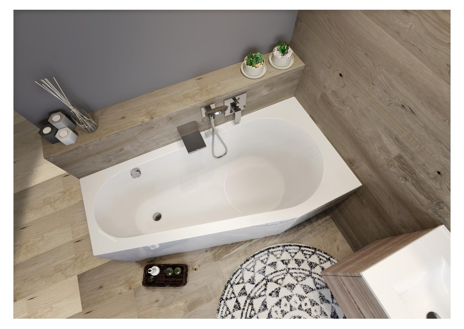 RIHO Delta Eck-Badewanne, Version links, Plug & Play-Variante, 1-Sitzer, weiß, B067007005