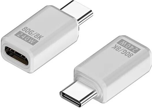 INF 240W 80Gbps USB-C Buchse auf Stecker Adapter - Gerader Anschluss (2er-Pack) Weiß
