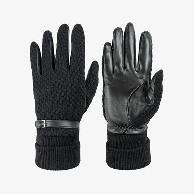 Lederhandschuhe PEARLWOOD "CELINE", Damen, Gr. 7.5, schwarz, Schafsleder, Handschuhe, Touchscreen proofed - 10 Finger System