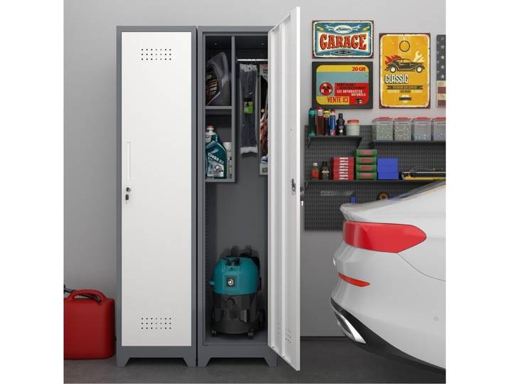 Armoire Métallique de Bureau Grise FloraGrace Armoire de Rangement Verrouillable pour Cuisine Bureau et Garage 40x40x165cm