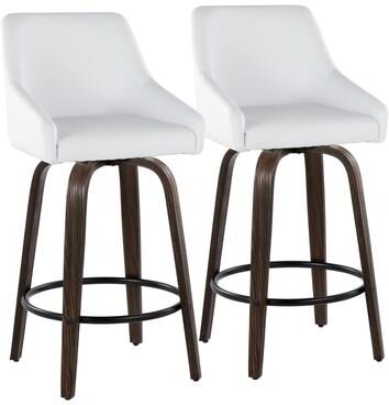 "The Gray Barn Hadley 26"" Fixed-Height Upholstered Counter Stool with Bent Wood Legs & Round Footrest (Set of 2)"