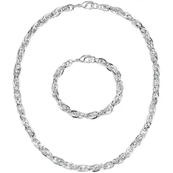 Ketten und Armband Set FIRETTI "Multipack Schmuck Geschenk Messing Armkette Halskette" Gr. 50, silber (silberfarben), Schmuck_Sets, Damen, 50, Messing, glänzend