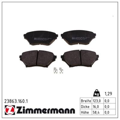 ZIMMERMANN Bremsbelagsatz, Scheibenbremse 238631601 Vorderachse für MAZDA