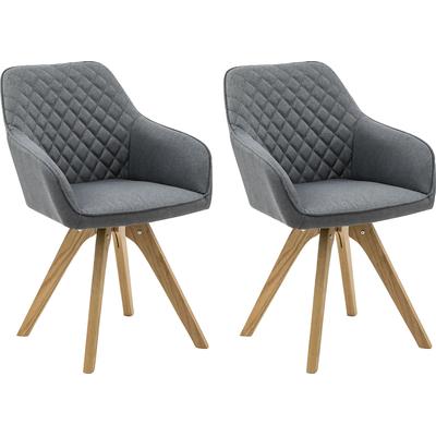 Esszimmerstuhl SALESFEVER "Bequemer Stuhl", grau (grau, holzfarben), B:59cm H:88cm T:61cm, Metall, Polyester, Stühle, Esszimmerstuhl, Elegantes 2er-Set, Rückenlehne mit Diamantsteppung