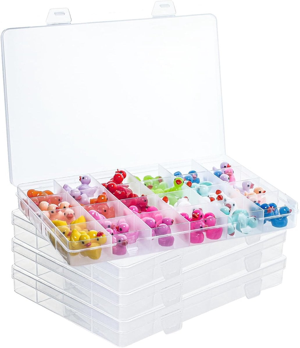 Multifunctionele Sieradendoos met 24 Verstelbare Compartimenten, Transparante Opbergorganizer voor Sieraden en Oorbellen