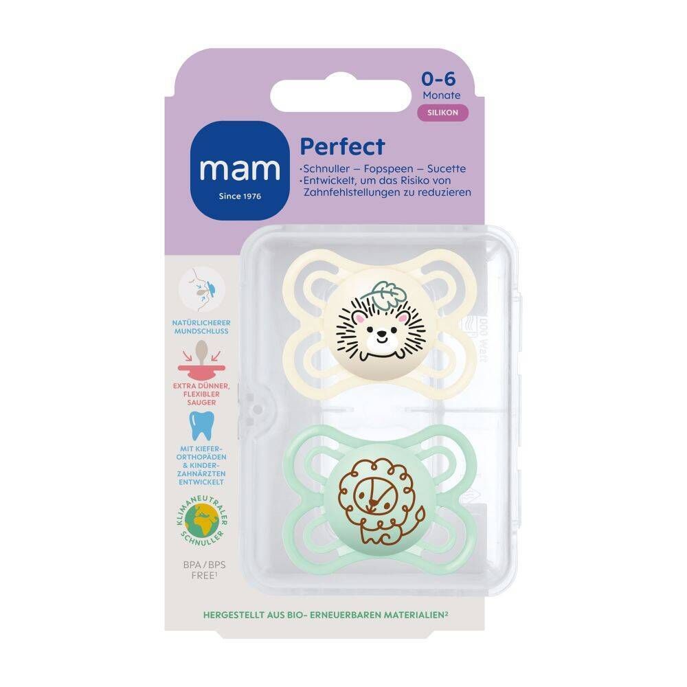 MAM Perfect Fopspeen Silicone Unisex 0-6 2 St Schnuller