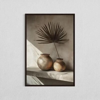 Inspired Finds Minimalist Mediterranean Olive Tree Canvas Print For Natural Home Decor palm Leaf & Vases 19.69x29.53in No Frame