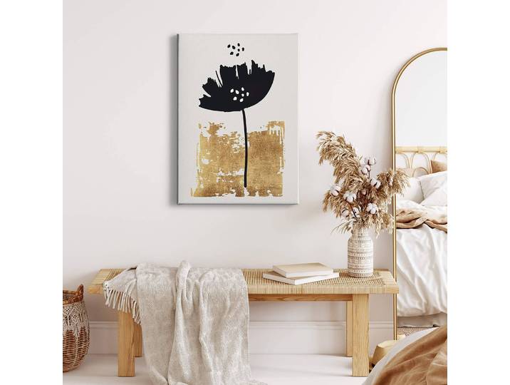 Impression sur toile Black Flower Gold Polyester PVC / Épicéa Noir 50 x 70cm