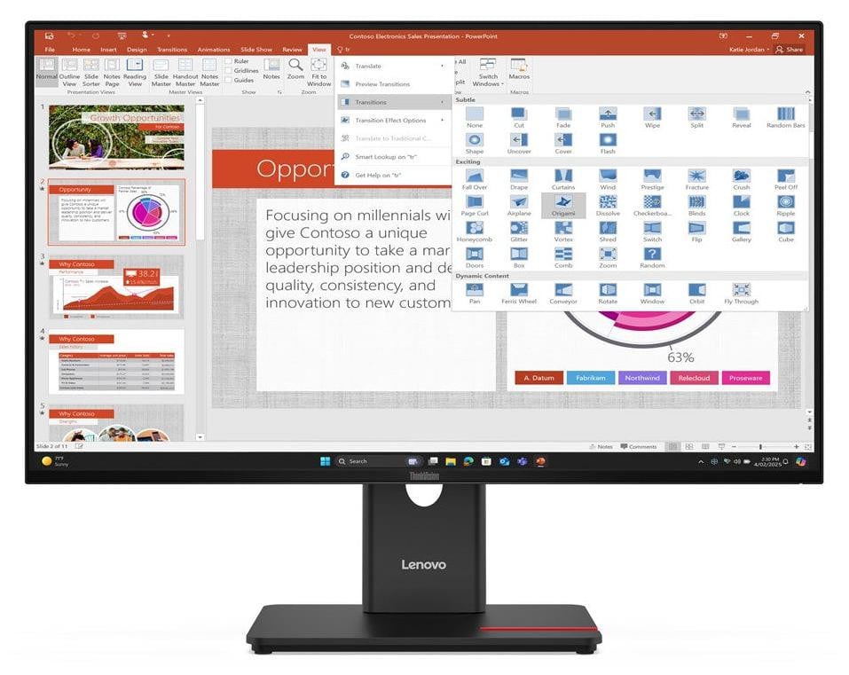Lenovo ThinkVision T27-40 Monitor, 68,6 cm (27 inch), Full HD, LED, zwart