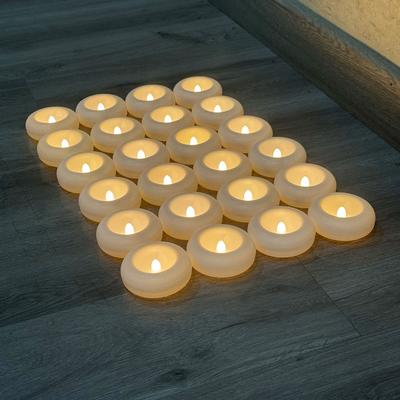 Inspired Living Waterproof Floating LED Candles With Realistic Flickering Flameless Tealights 24pcs