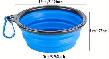 Uplifted Goods Dog Folding Travel Bowl Portable Silicone Food And Water Bowl For Outdoor Use blue