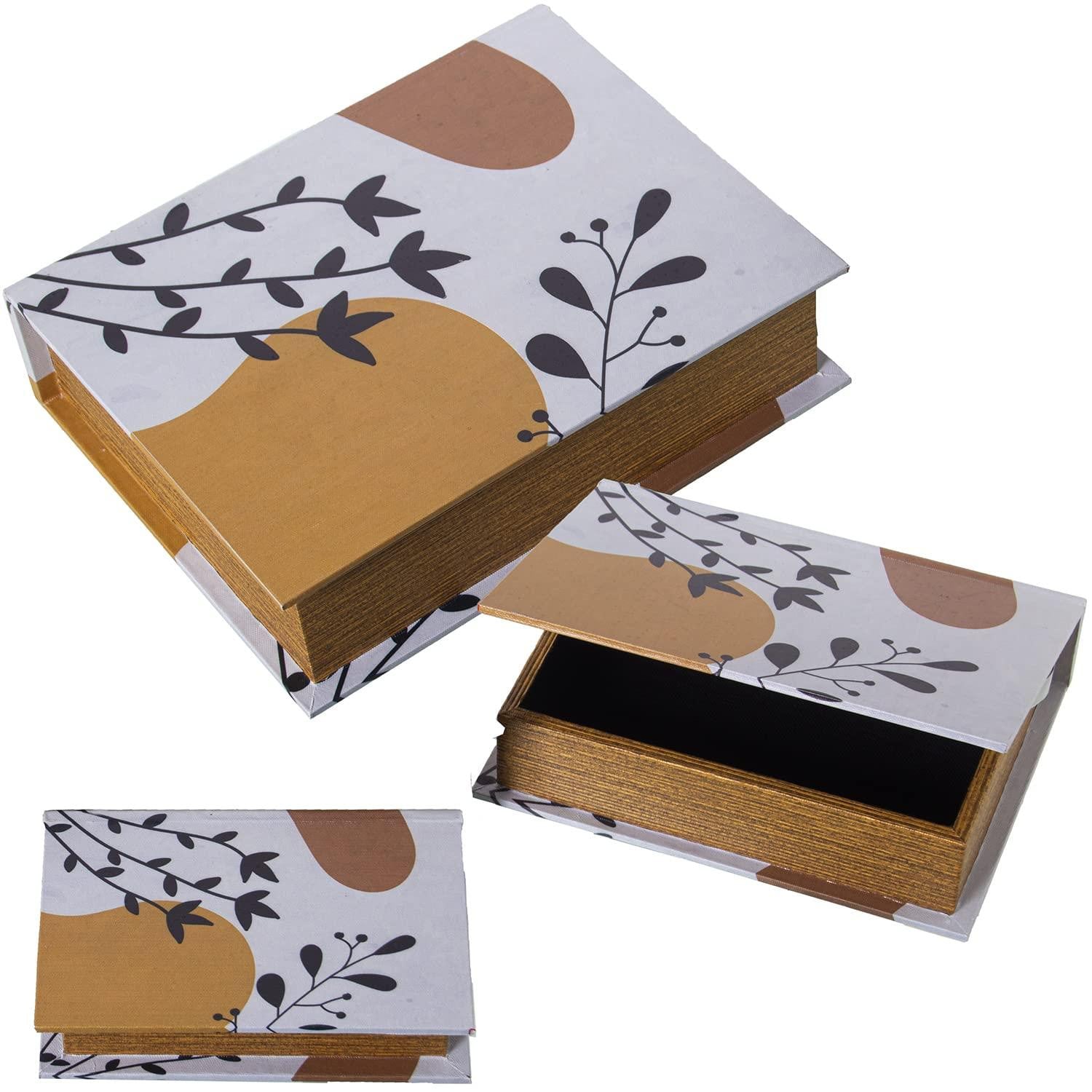 Set van drie houten boekenkisten met polyester-linnen bekleding, B/D/H: 30 x 24 x 8 cm