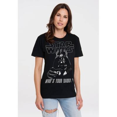 T-Shirt LOGOSHIRT "Star Wars - Whos Your Daddy", Damen, Gr. L, schwarz, 100% Baumwolle, bedruckt, normal, Rundhals, Shirts T-Shirt, mit coolem Print