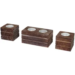 SET TEELICHTHALTER Braun 3er-Set-Set