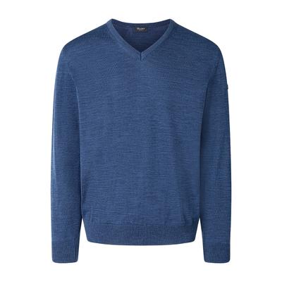 Strickpullover MAERZ MUENCHEN "Maerz Muenchen 490400 Strickpullover Herren Bekleidung", Herren, Gr. 52, blau, 100% Wolle, V-Ausschnitt, Pullover Strickpullover