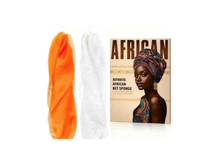 GÉNÉRIQUE - Kit d'éponge à filet africain orange avec cordon - 90 g