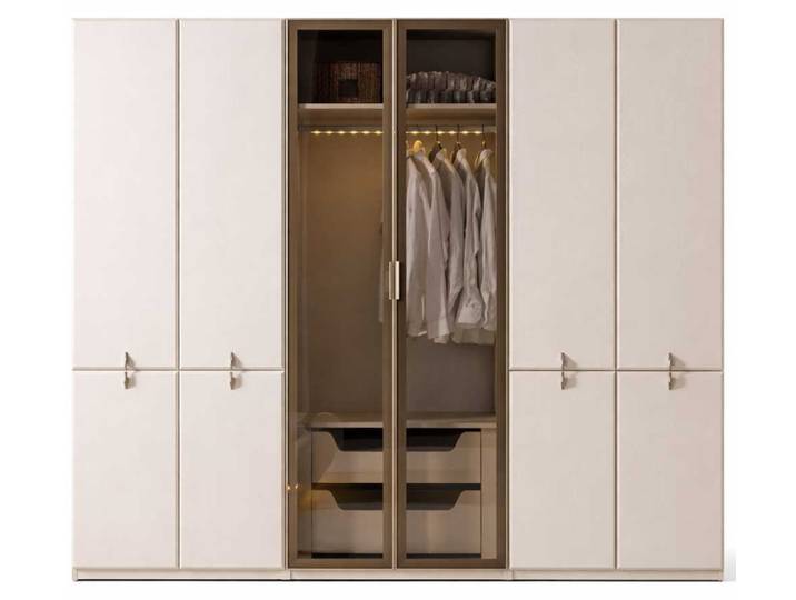 JVmoebel Kleiderschrank Kleiderschrank Stil modern Farbe beige neu Schlafzimmer Holz Glas