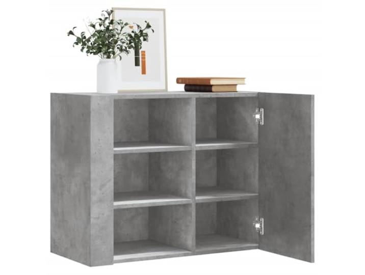 KTHLBRH Wandschrank Betongrau 75 x 35 x 60 cm aus Spanplatte mit sechs Fächern, feuchtigkeitsbeständiges Material und praktisches Design für die Organisation Zuhause und Büro, einfach