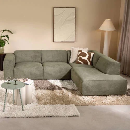 NOUS Living Aaris hoekbank rechts - groen - modern - 270 cm