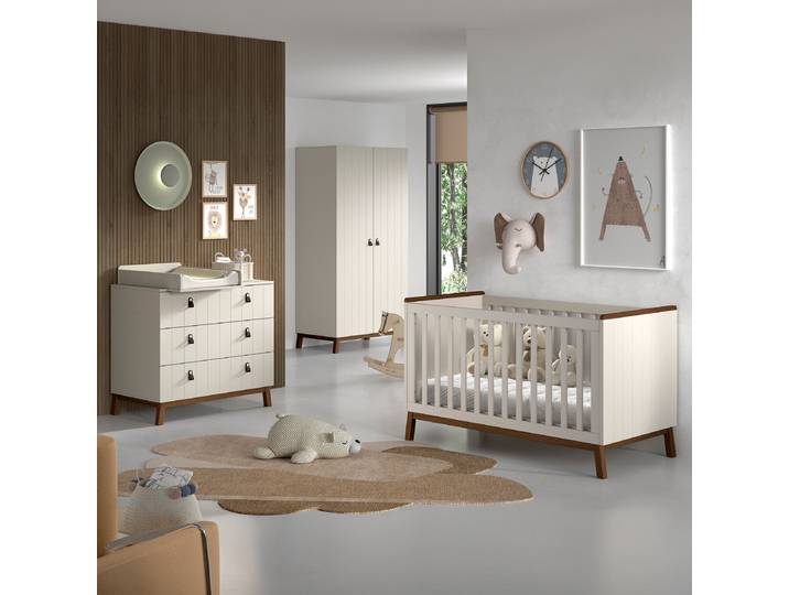 Babyzimmerset Sezane 3-tlg Schrank 99cm Weiß/Beige