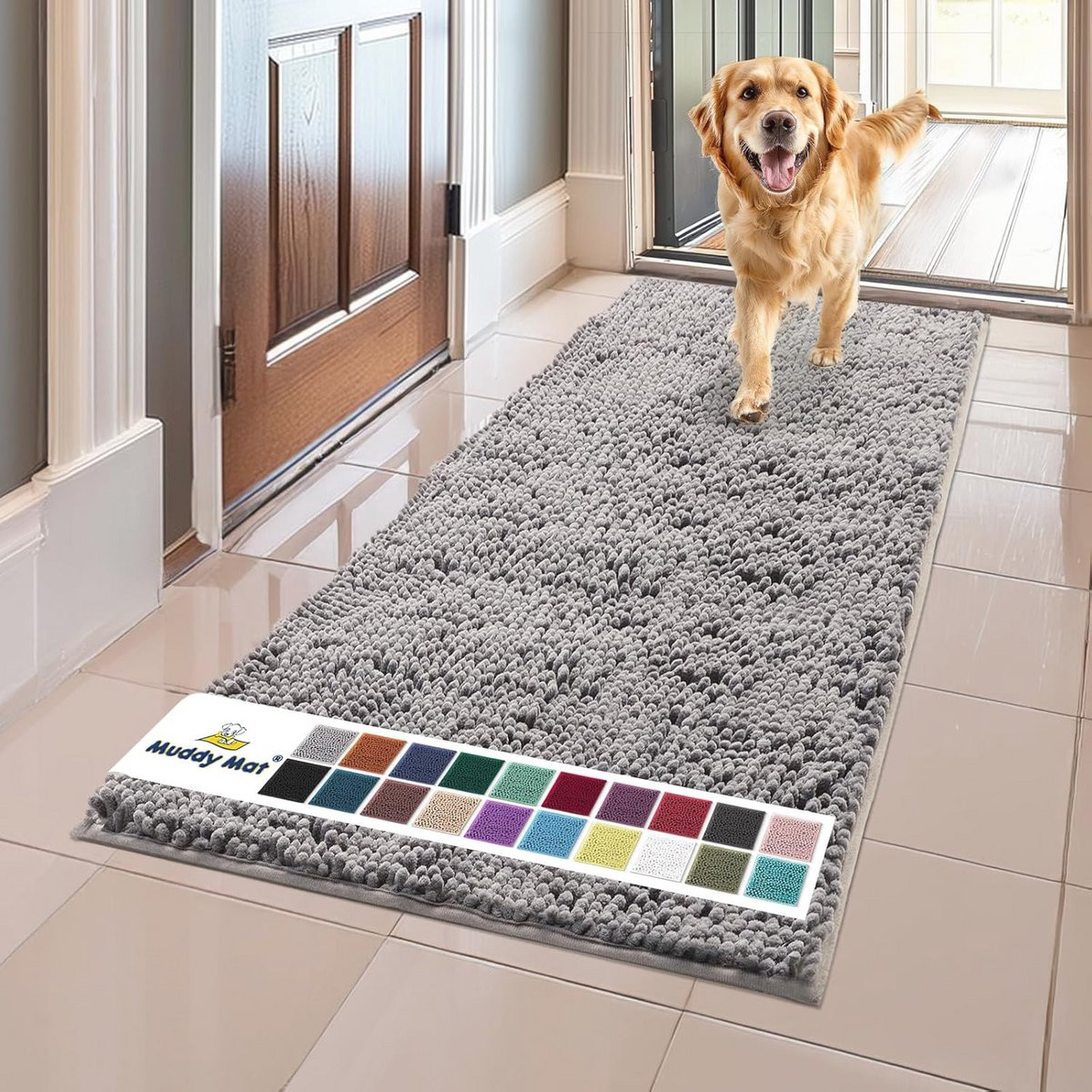Absorberende microvezel deurmat met antislip voor keuken, badkamer en binnen/buiten gebruik
