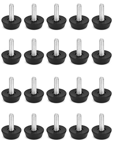 QWORK verstelbare meubelvoeten, schroefvoeten, M6x20mm, 20 stuks, zwart