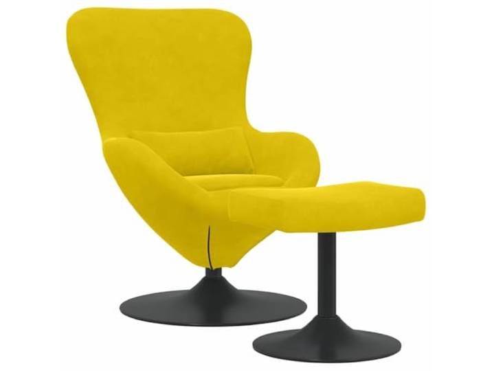 Loungesessel Egg mit Sitzhocker aus gelbem Samt, Basis drehbar um 360 Grad Weicher Samt, drehbare Basis, ergonomische Armlehnen, minimalistisches Design, einfache Pflege