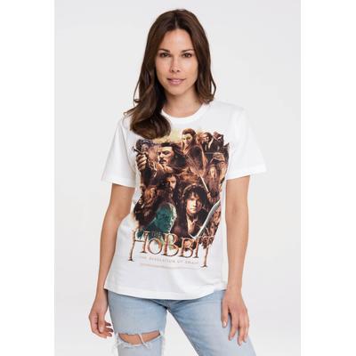 T-Shirt LOGOSHIRT "Hobbit - Poster", Damen, Gr. XXL, weiß (altweiß), 100% Baumwolle, unifarben, normal, Rundhals, Shirts T-Shirt, mit lizenziertem Print