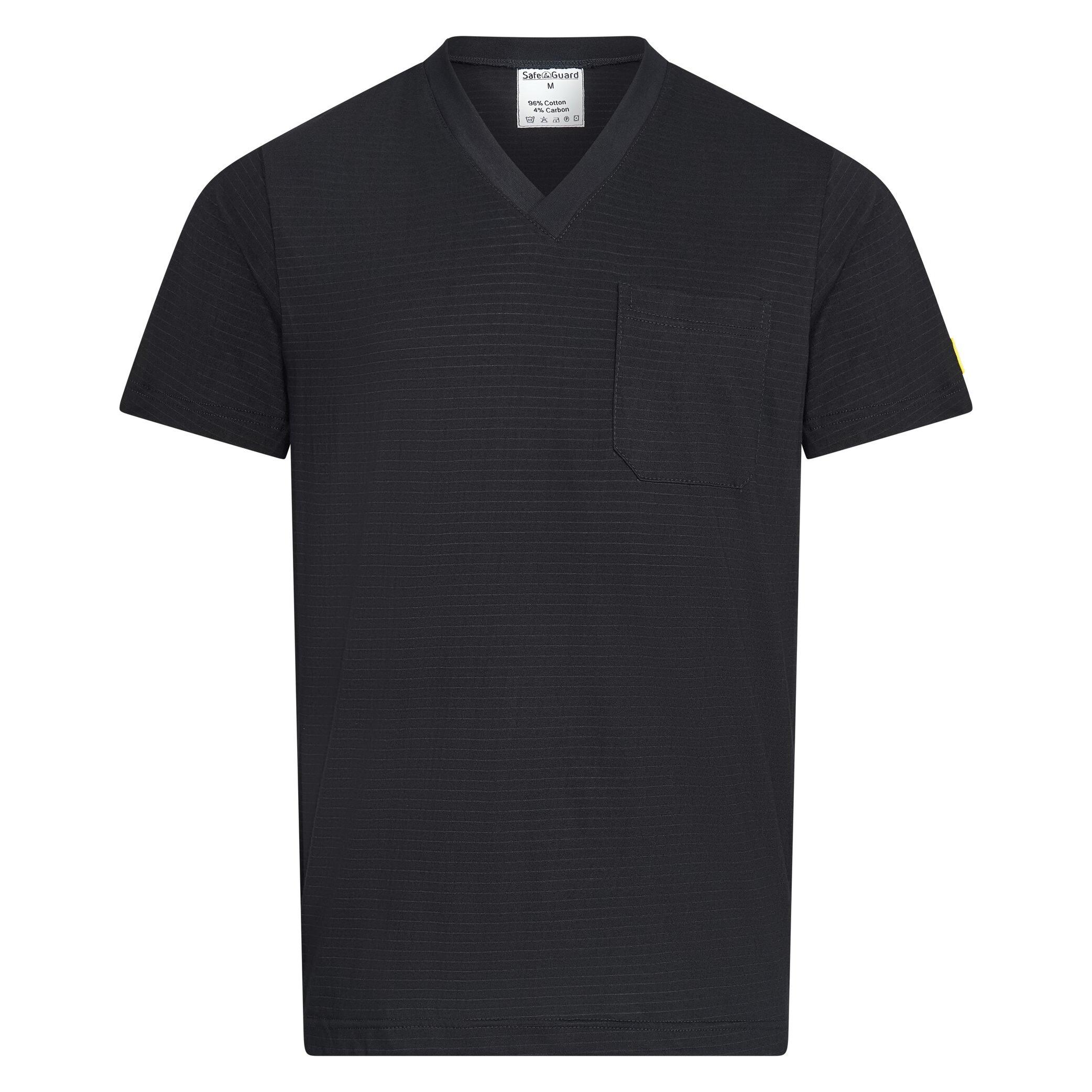 Safeguard ESD-T-Shirt mit Brusttasche, V-Ausschnitt, 150g/m², schwarz, 4XL (4XL) (SG-TS-SCH-150-K20-TASCHE-4XL)