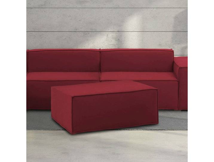 Pouf Dabdella - Dmora - En Tissu - Rouge 100x70h43 cm