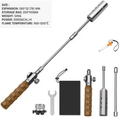 Smart Shopping Spot Portable Gas Torch Burner With Wood Handle High Power Flame For Camping Cooking Torch And BBQ sliver