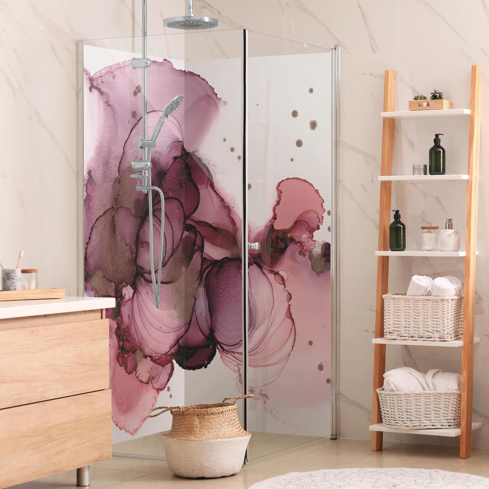 Duschrückwand Muster selbstklebend - 0.61 mm Wandpaneel wasserfest Design violett Badrückwand fugenlos Premium matt 110x210 cm