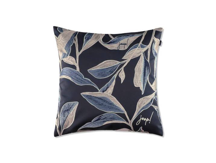Joop! Kissenbezug Joop! Flora marine, Dunkelblau, Blätter, 50x50 cm, hochwertige Qualität, Heimtextilien, Bezüge, Kissenbezüge