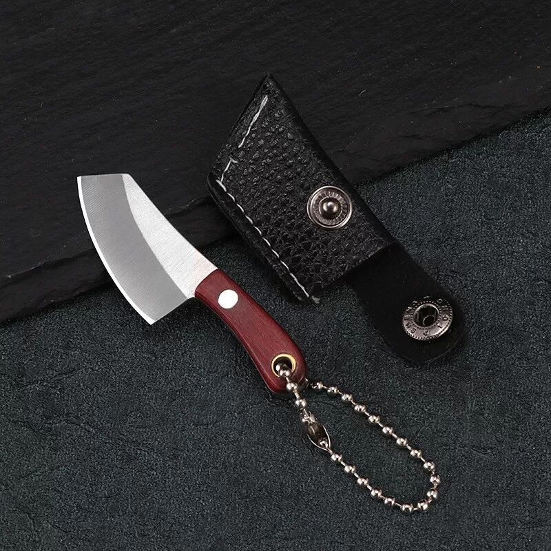 INF Mini couteau porte-clés, couteau de poche en acier inoxydable avec étui