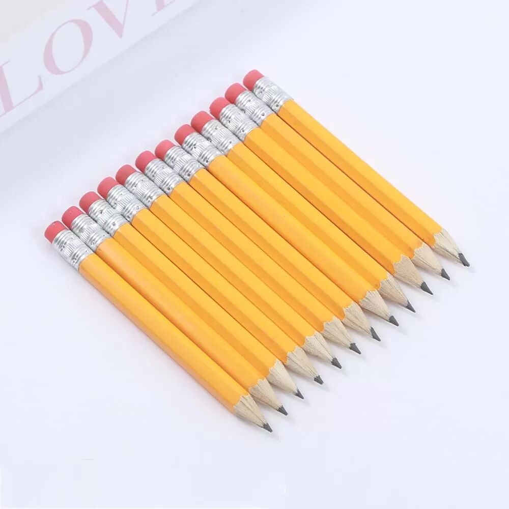 INF 12er-Pack HB Holzstifte mit Radiergummis – Ideal zum Schreiben und Zeichnen L
