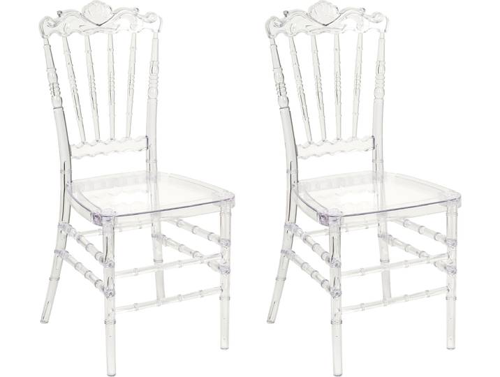 BELIANI Esszimmerstuhl 2er Set Transparent aus Kunststoff Vintage Stil Bankettstuhl für Esszimmer Küche