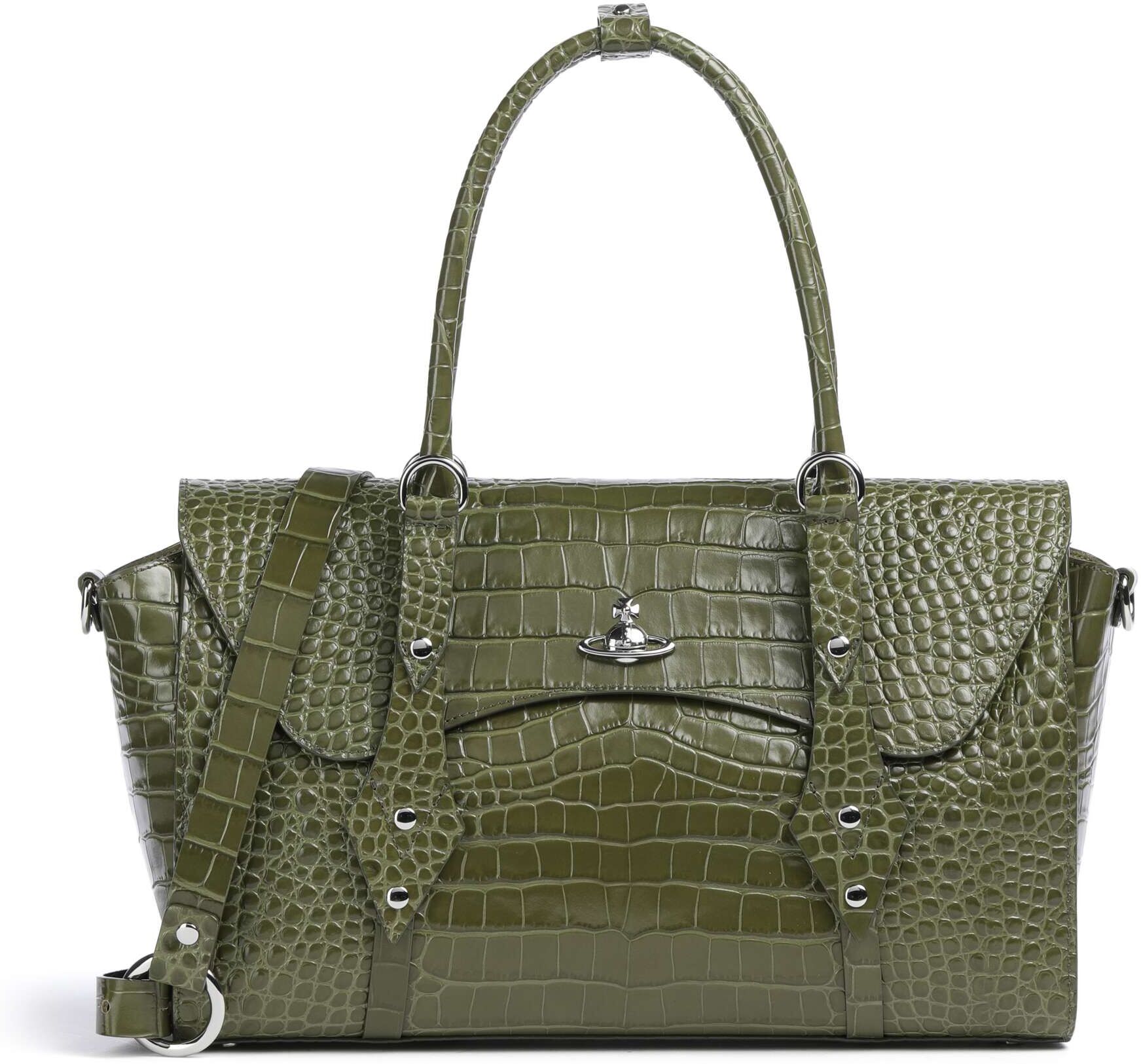 Vivienne Westwood Bettina Embossed Croc Medium Shopper, oliv